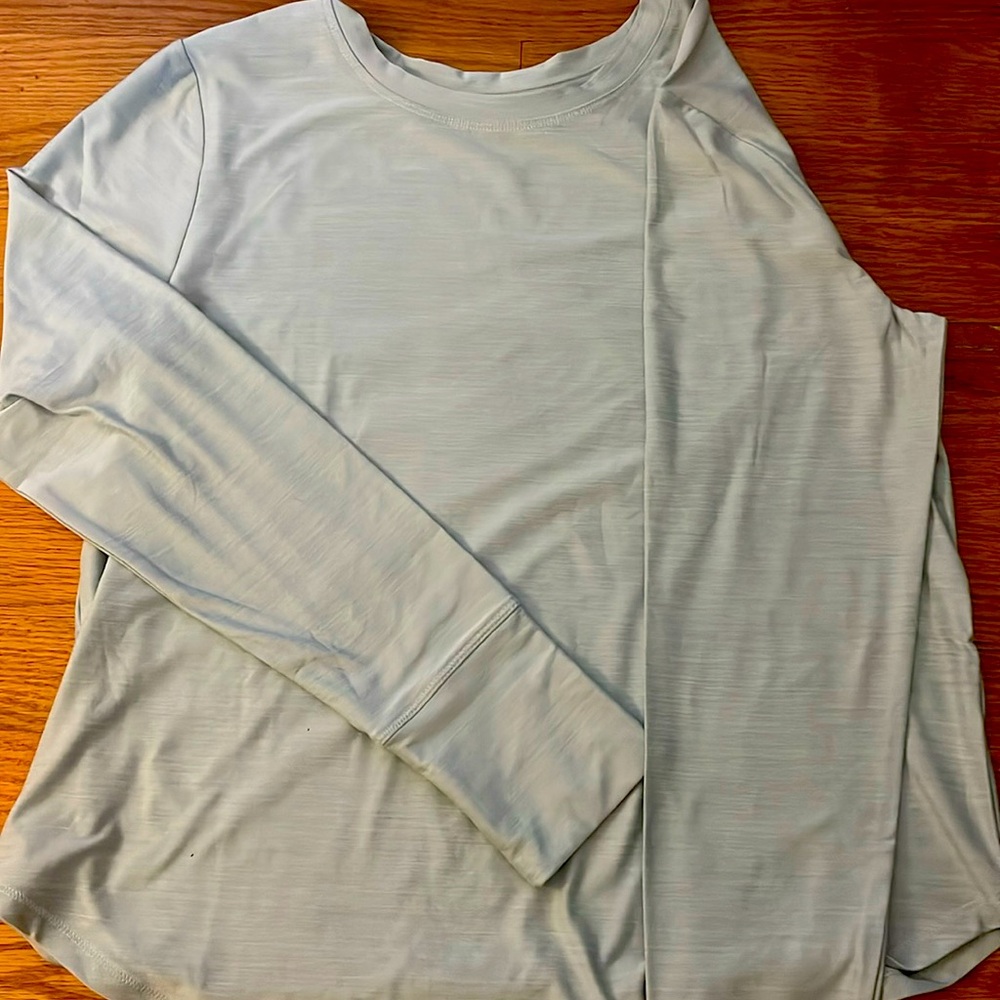 blue long sleeve shirt